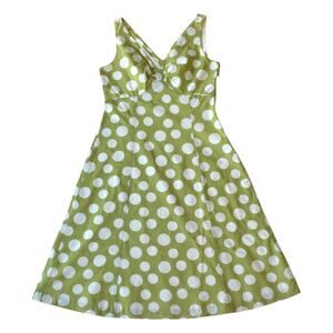Boden Green Polka Dot Cotton Dress Size 10R